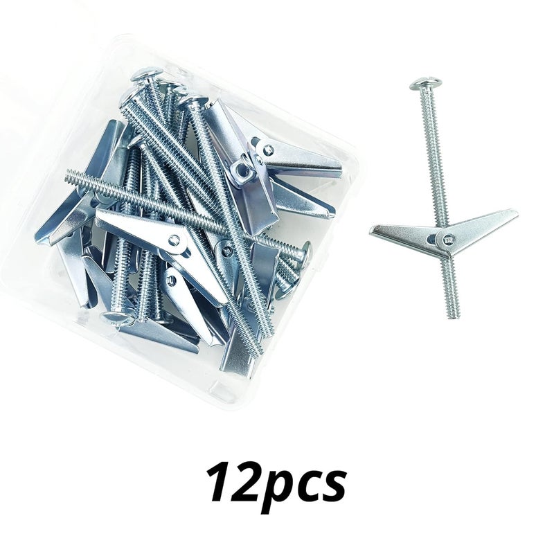 HASWARE Toggle Bolt Zinc Plated Steel and Wing Nut for Hanging Heavy Items on Drywall 3/16x3 (12 Pack) - Image 3